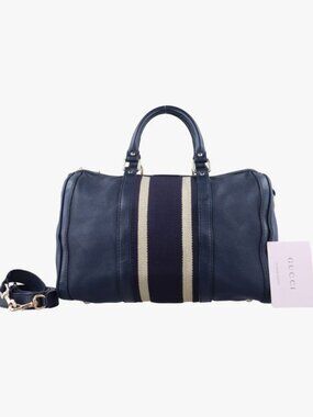 Gucci Sherry Navy Boston Bag